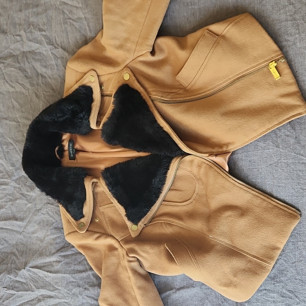 Vintage Bebe Faux Fur & Wool Crop Jacket
